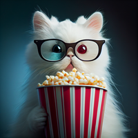Thumbnail for White Cat Eating Popcorn